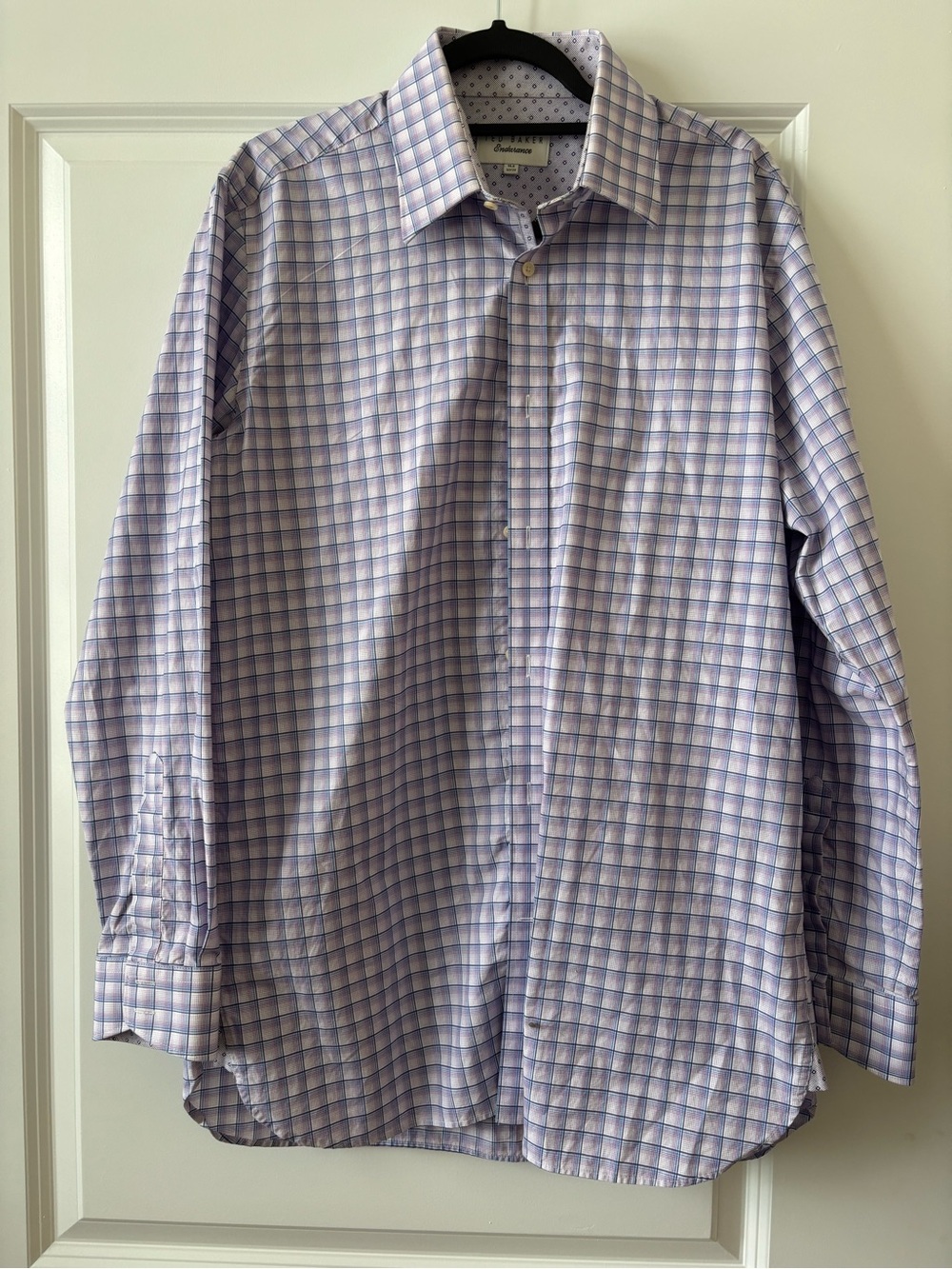 Ted Baker Lavender and White Check Dress Shirt